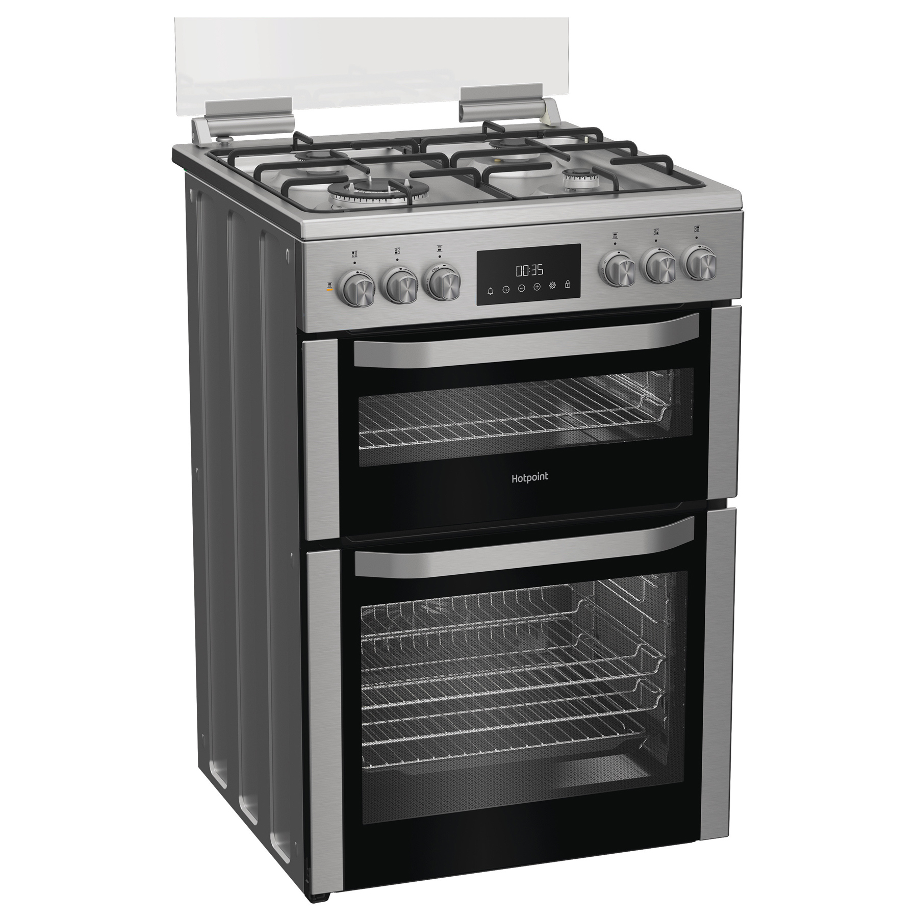 Hotpoint HDD6GDC2WX 60cm Double Oven Dual Fuel Cooker with Glass Lid i, photo 2
