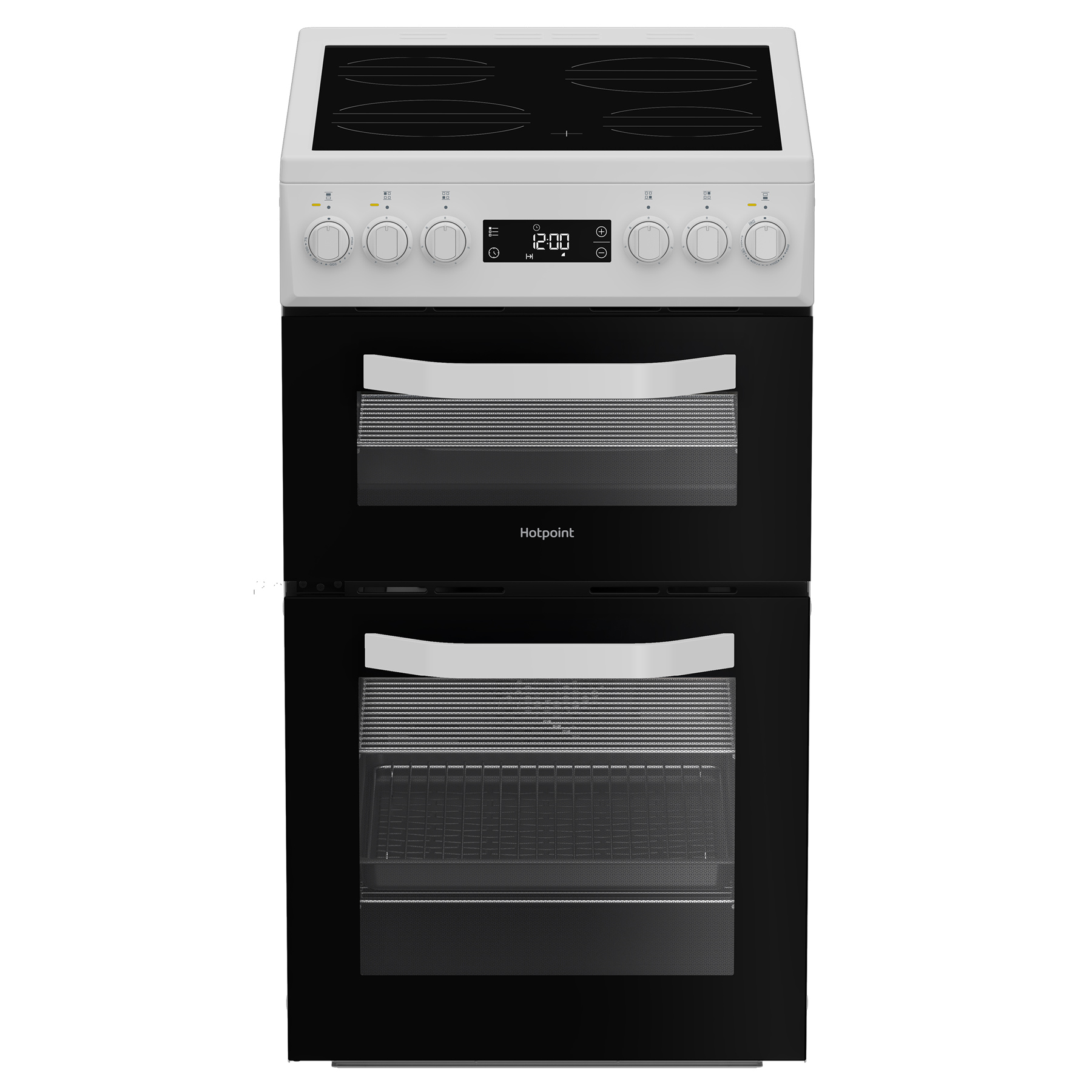 Hotpoint HDE5VDCW 50cm Double Oven Electric Cooker in White Ceramic Ho