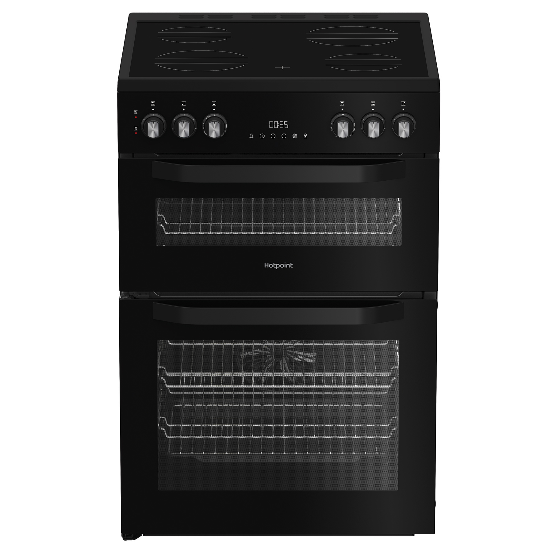 Hotpoint HDE6VDB1 60cm Double Oven Electric Cooker in Black Ceramic Ho