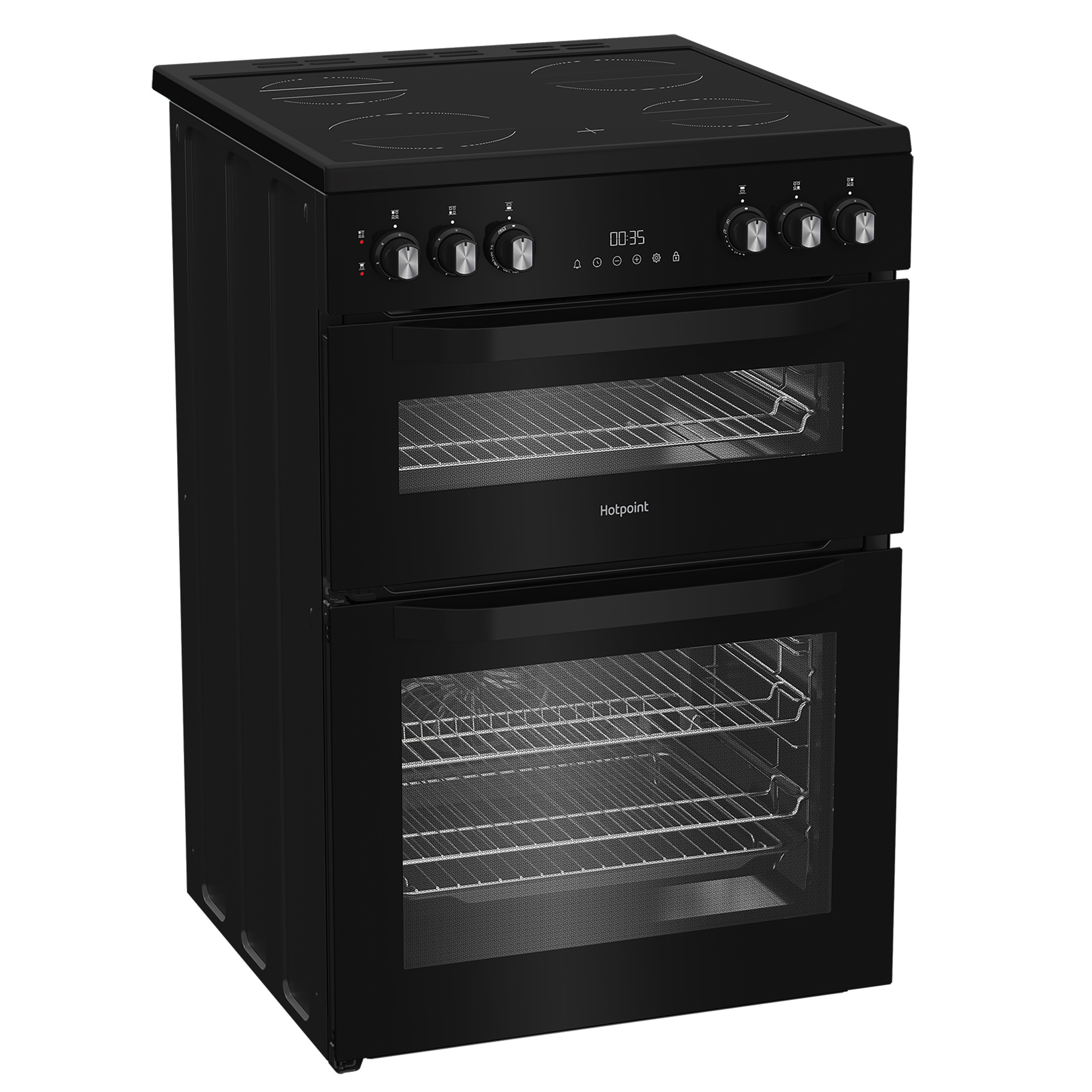 Hotpoint HDE6VDB1 60cm Double Oven Electric Cooker in Black Ceramic Ho, photo 2