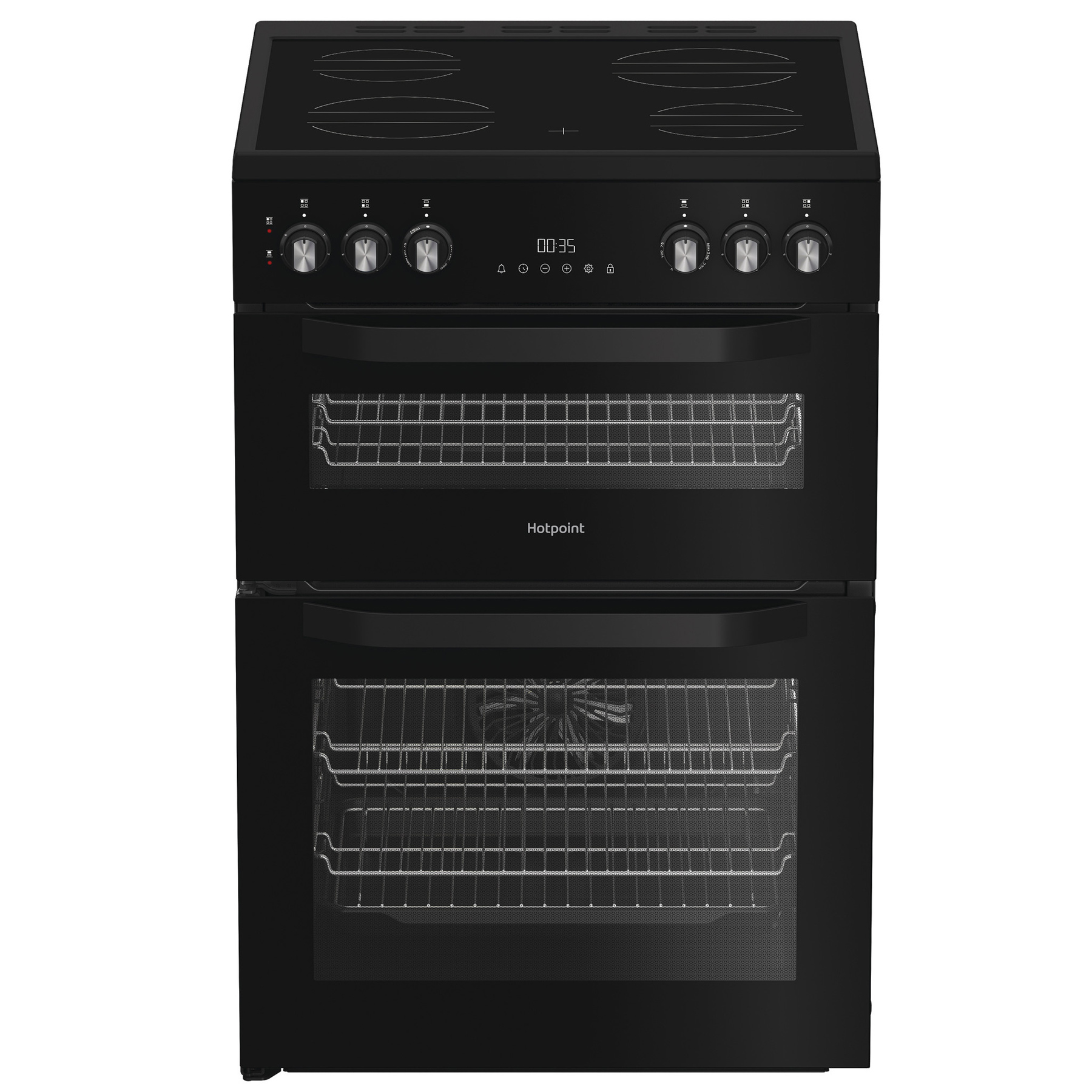 Hotpoint HDE6VDC2B1 60cm Double Oven Electric Cooker in Black Ceramic