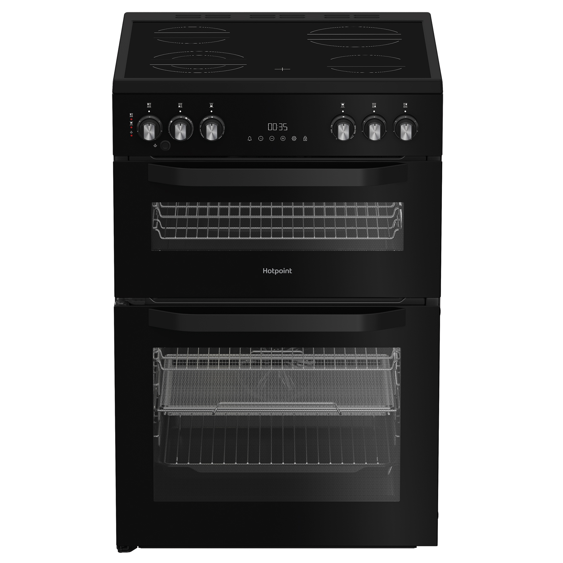Hotpoint HDE6VDCASB 60cm Double Oven Electric Cooker in Black Ceramic