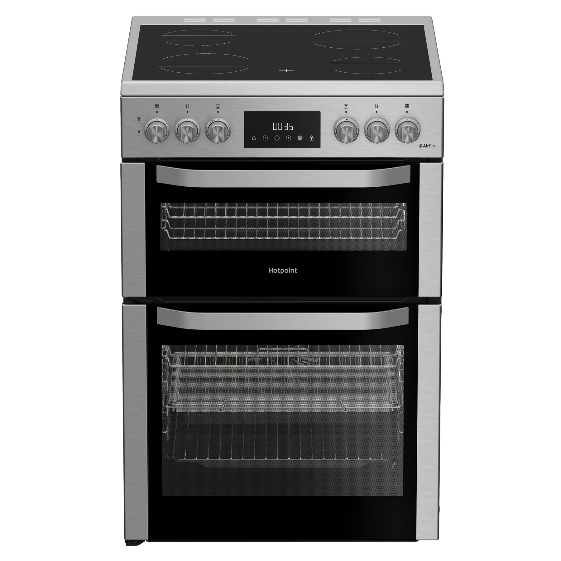Hotpoint HDE6VDCAX 60cm Double Oven Electric Cooker in Stainless Steel