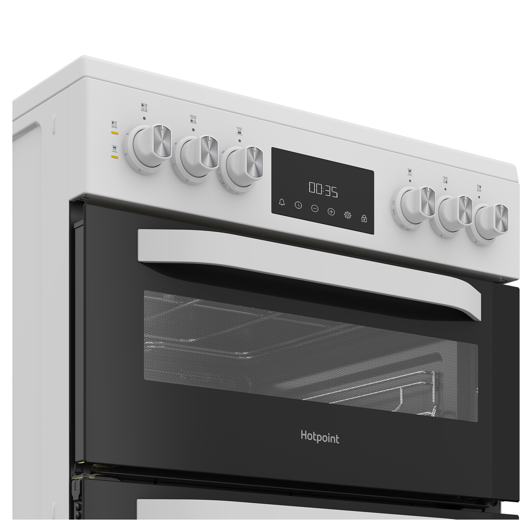 Hotpoint HDE6VDW 60cm Double Oven Electric Cooker in White Ceramic Hob, photo 4