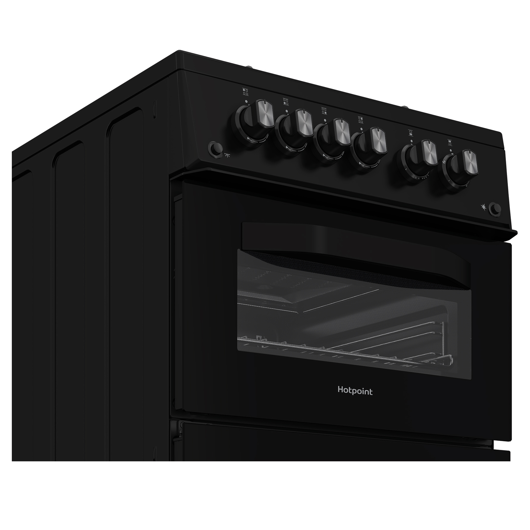 Hotpoint HDG5GCB 50cm Double Oven Gas Cooker with Glass Lid in Black 5, photo 4