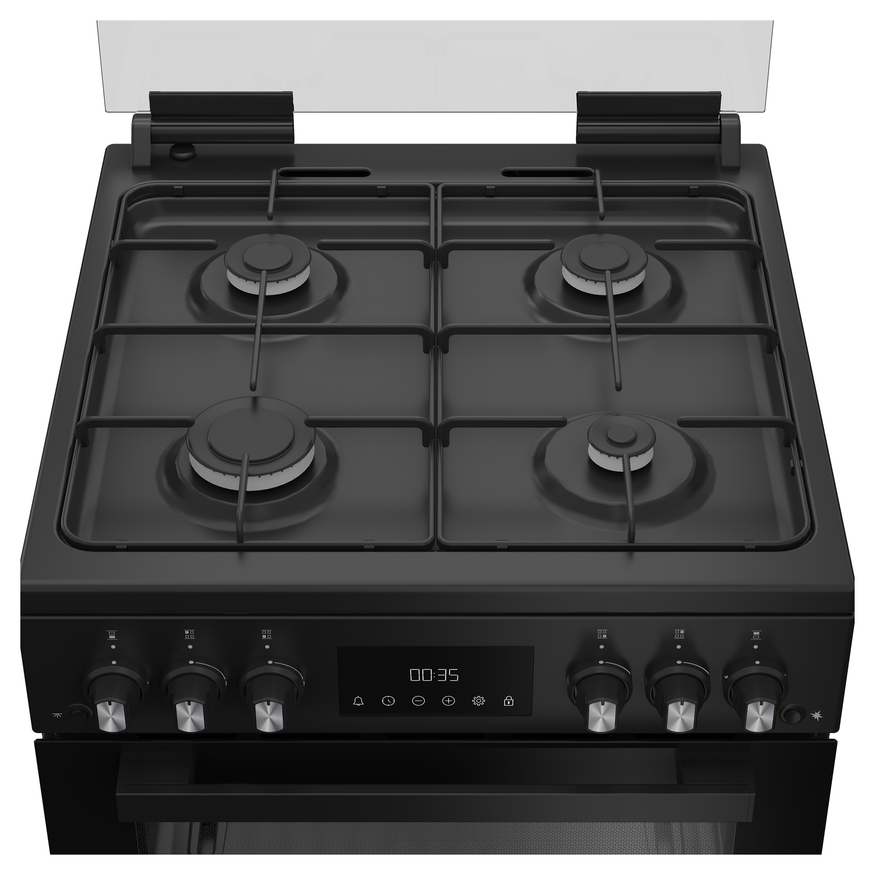 Hotpoint HDG6GDCB 60cm Double Oven Gas Cooker with Glass Lid in Black, photo 3