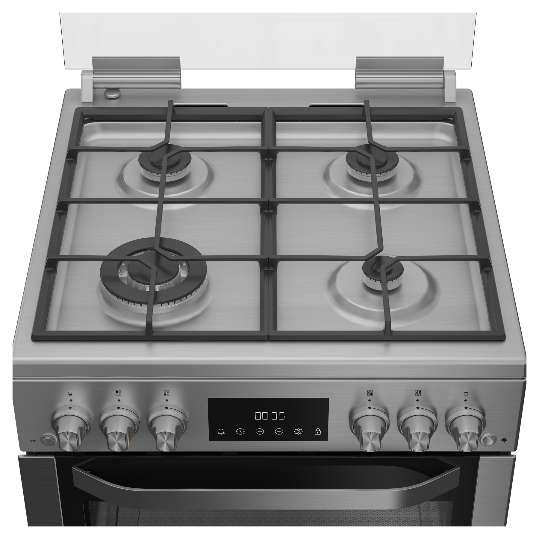 Hotpoint HDG6GDCWX 60cm Double Oven Gas Cooker with Glass Lid in Stain, photo 3