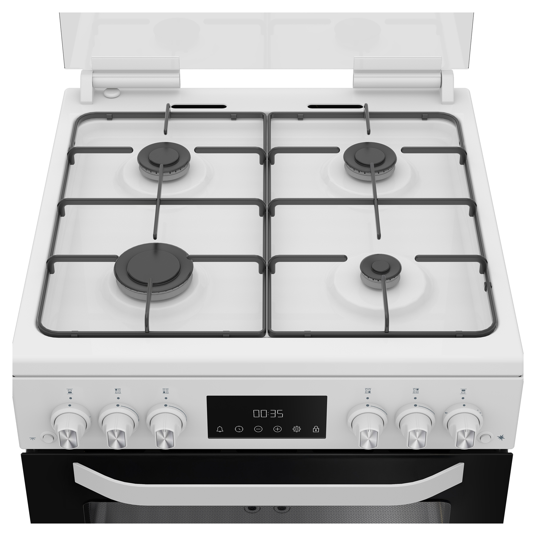 Hotpoint HDG6GDCW 60cm Double Oven Gas Cooker with Glass Lid in White, photo 3