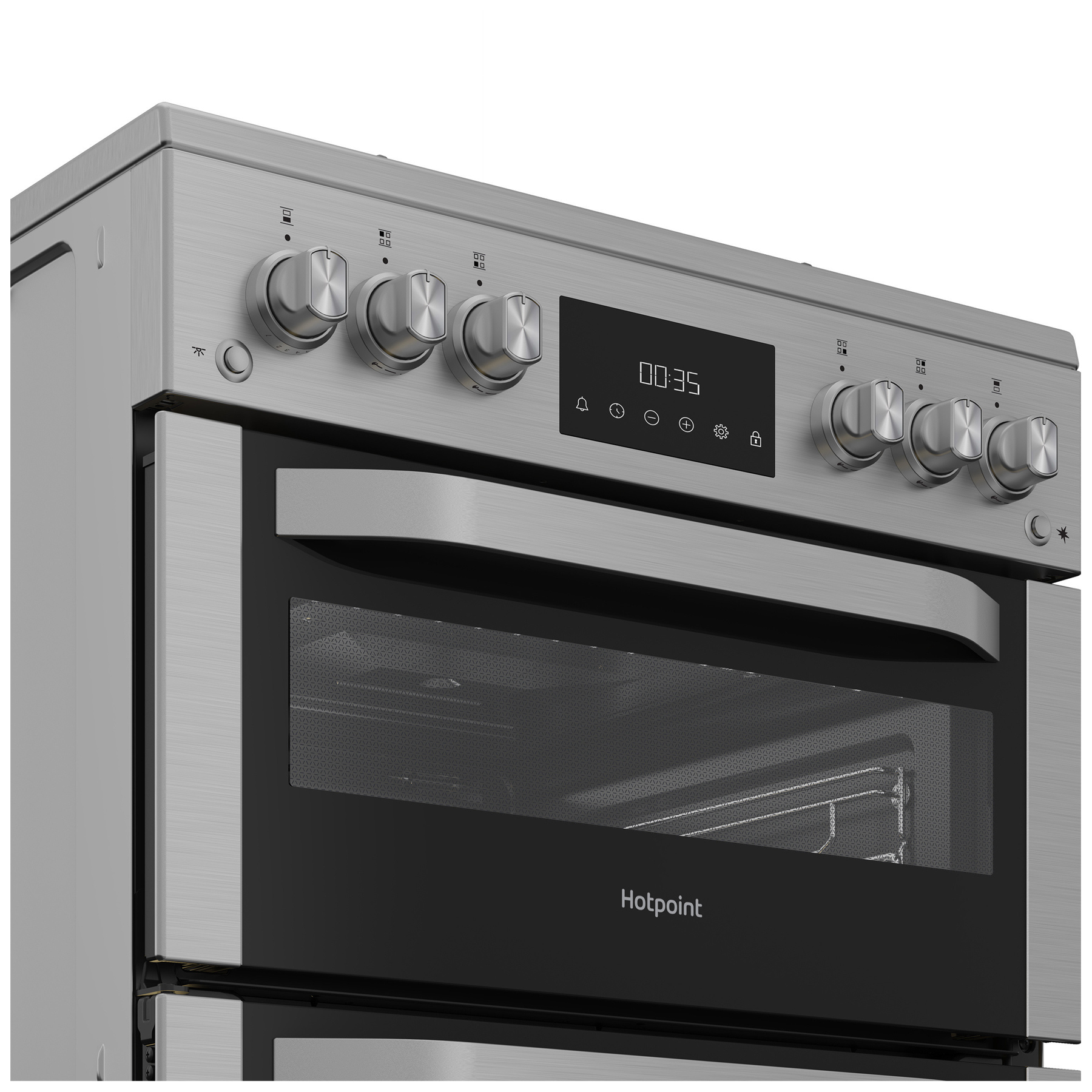Hotpoint HDG6GDCX 60cm Double Oven Gas Cooker with Glass Lid in Stainl, photo 4