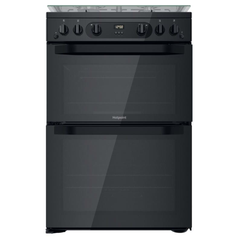 Hotpoint HDM67G0CCB 60cm Double Oven Gas Cooker in Black 84 42L