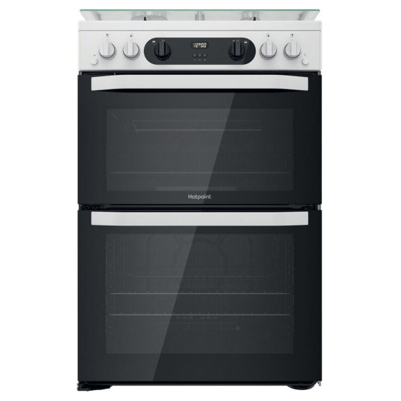 Image of Hotpoint HDM67G0CCW 60cm Double Oven Gas Cooker in White 84 42L