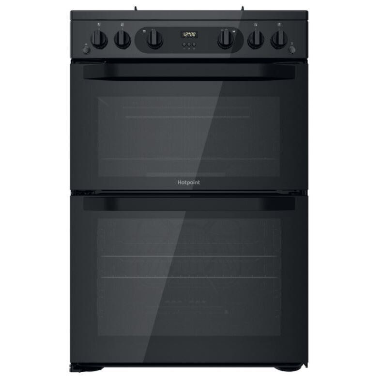 Image of Hotpoint HDM67G0CMB 60cm Double Oven Gas Cooker in Black 84 42L