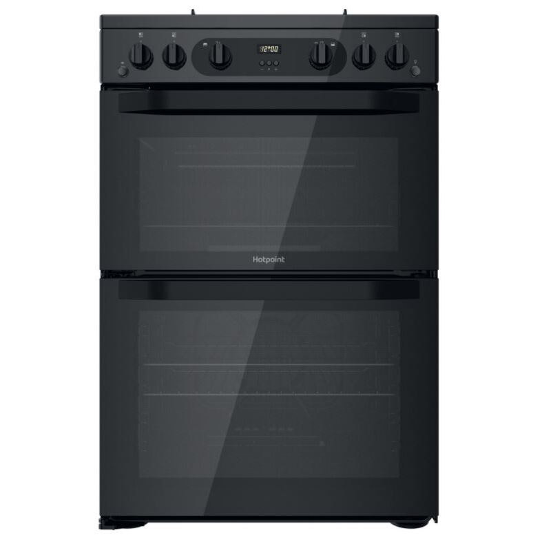 Hotpoint HDM67G0CMB 60cm Double Oven Gas Cooker in Black 84 42L