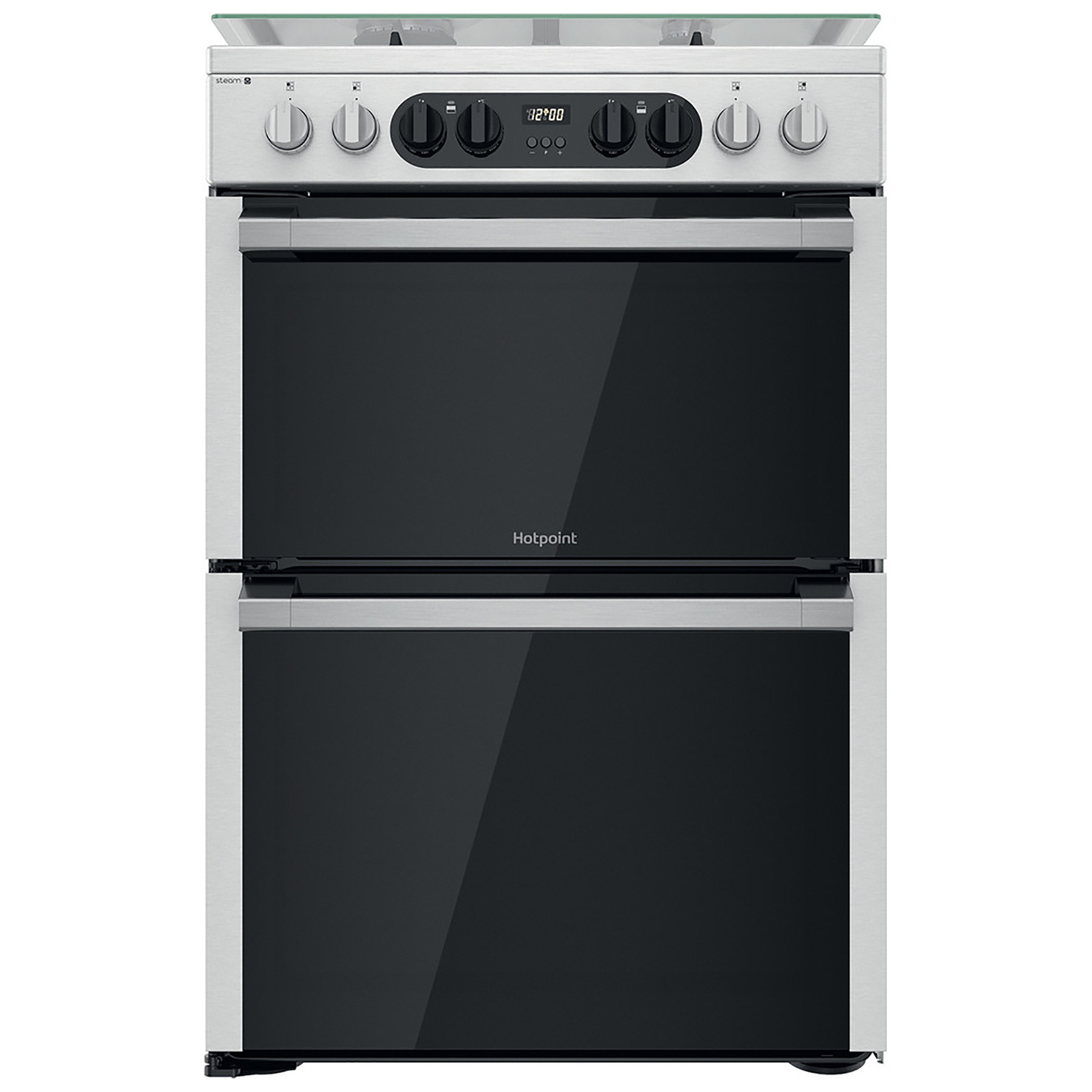 Image of Hotpoint HDM67G8C2CX 60cm Dual Fuel Cooker in Silver Double Oven Gas H