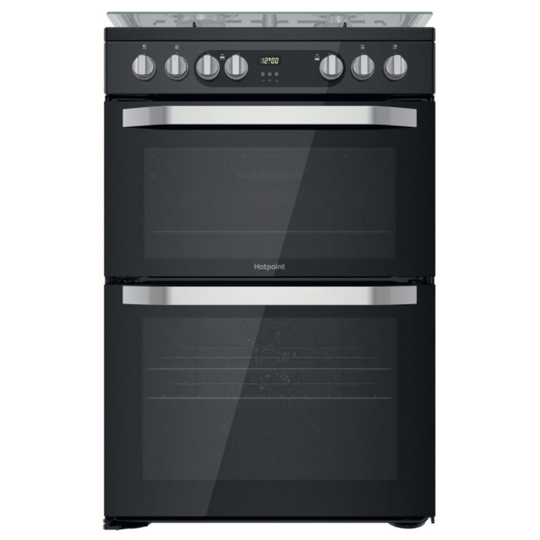 Hotpoint HDM67G9C2CB 60cm Double Oven Dual Fuel Cooker in Black Gas Ho