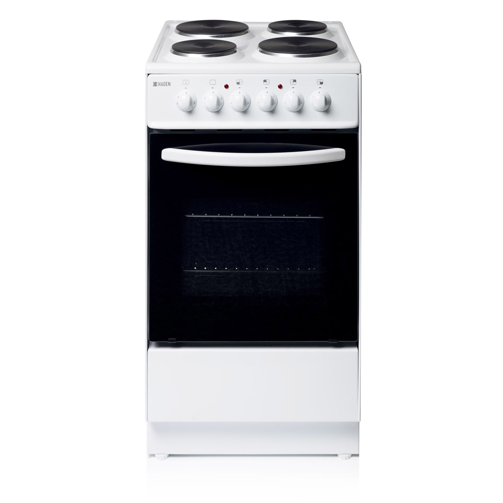 Image of Haden HES50W 50cm Single Oven Electric Cooker in White Solid Plate