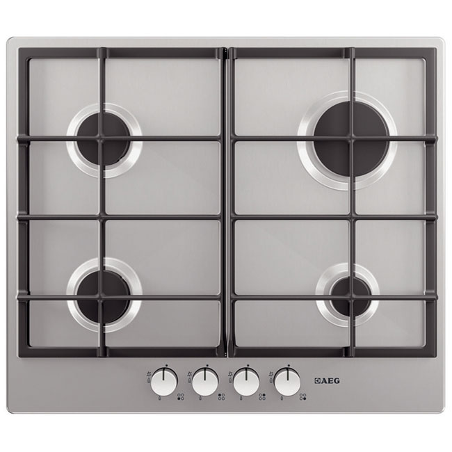 AEG HG654320NM 60cm 4 Burner Gas Hob In St Steel Cast Iron Supports