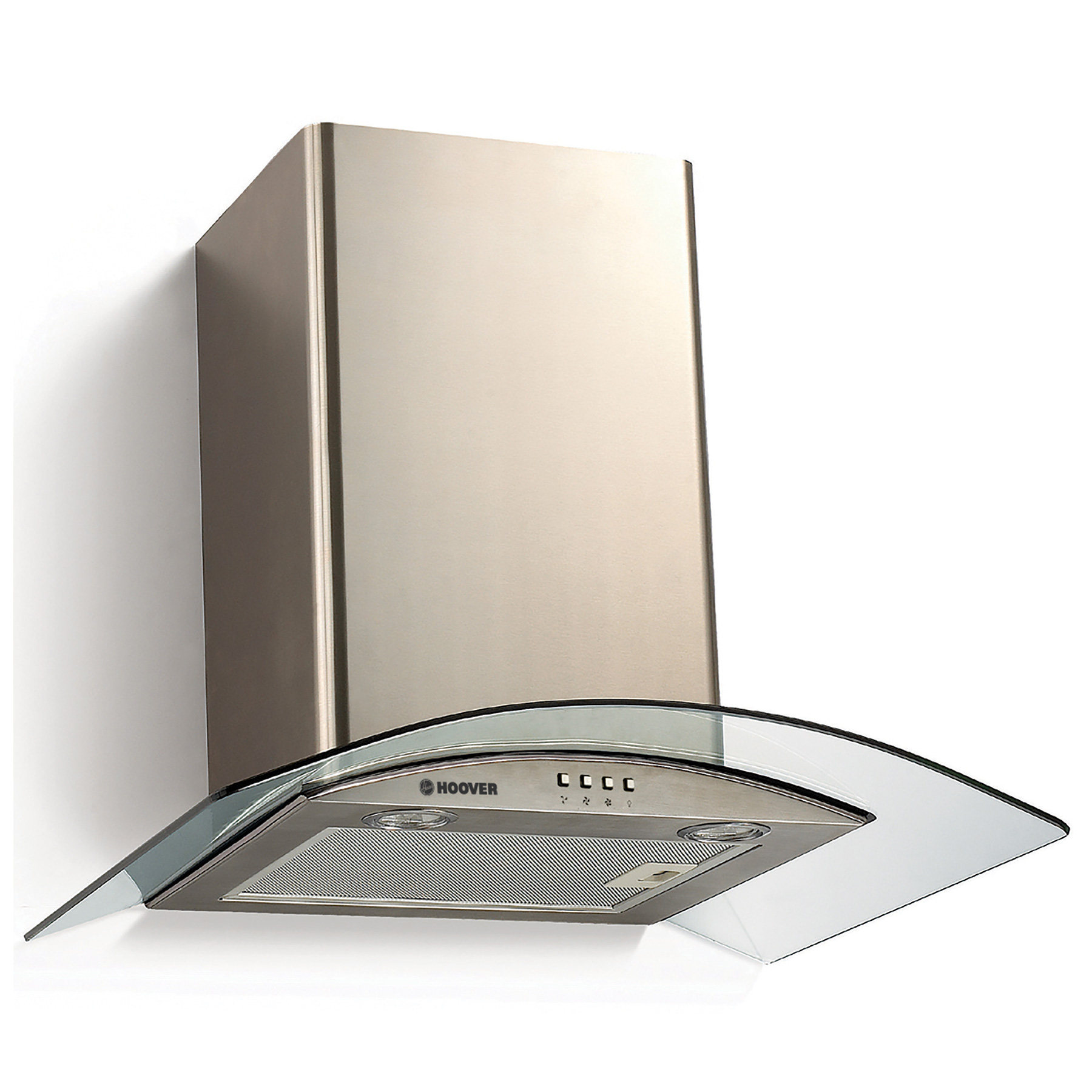 Image of Hoover HGM610NX 60cm Curved Glass Chimney Hood in St Steel 3 Speed Fan