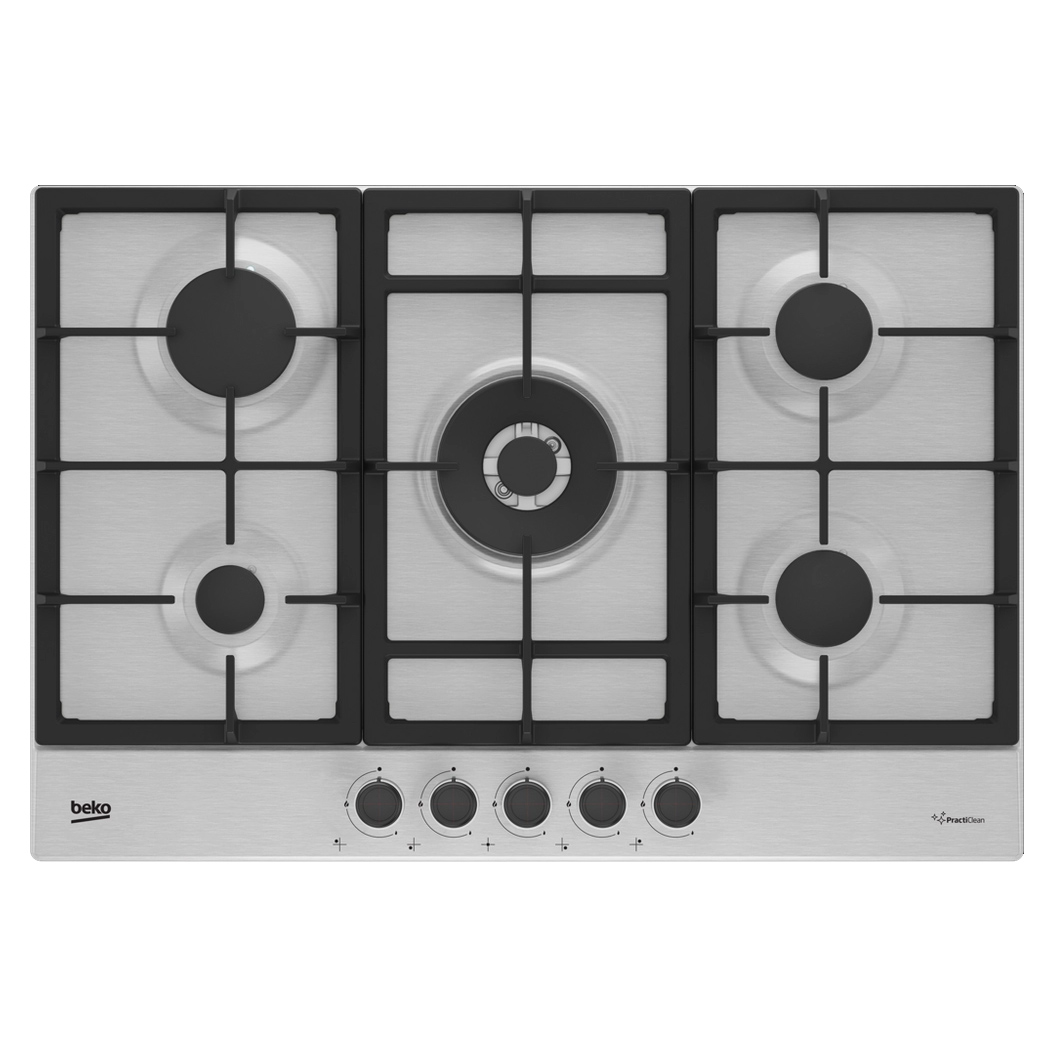 Beko HIAW75225SXE 75cm 5 Burner Gas Hob in Stainless Steel Includes Wo