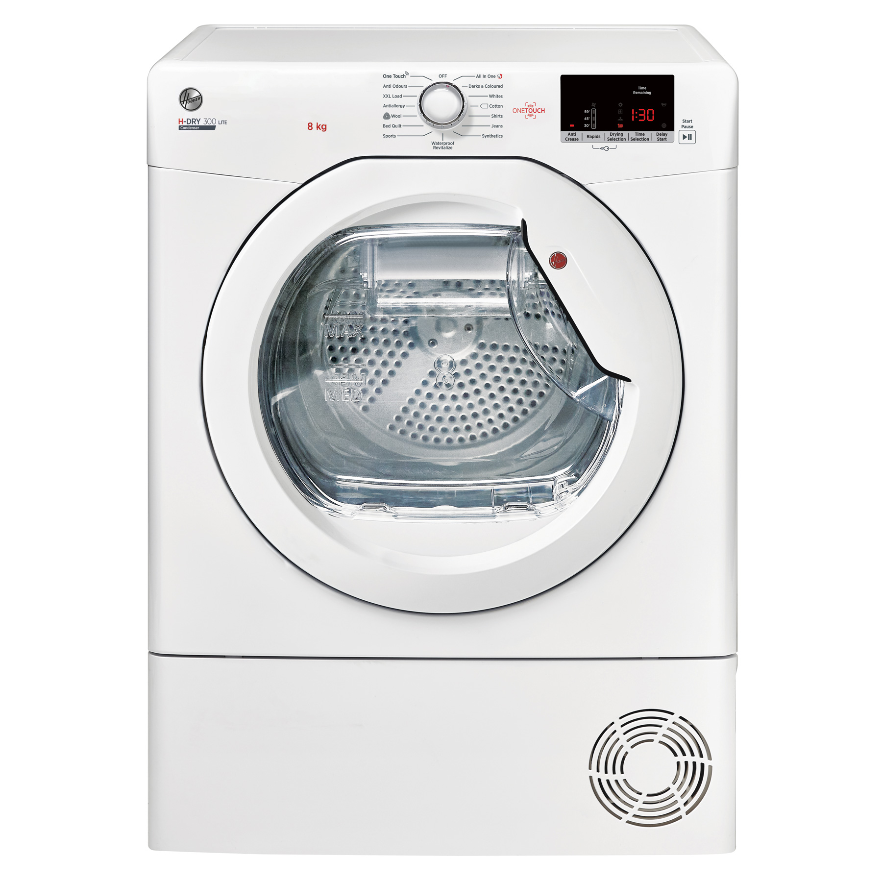 Image of Hoover HLEC8DE 8kg Condenser Dryer in White B Rated Sensor NFC