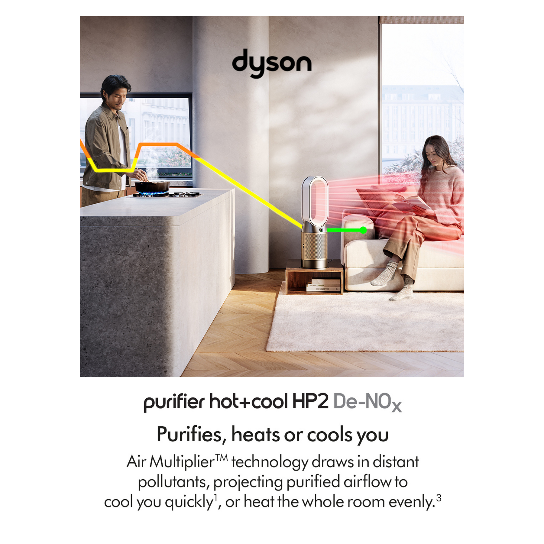 Dyson Purifier Hot+Cool HP2 De-NOx Purifying Fan Heater (HP12) - White/Gold, photo 2