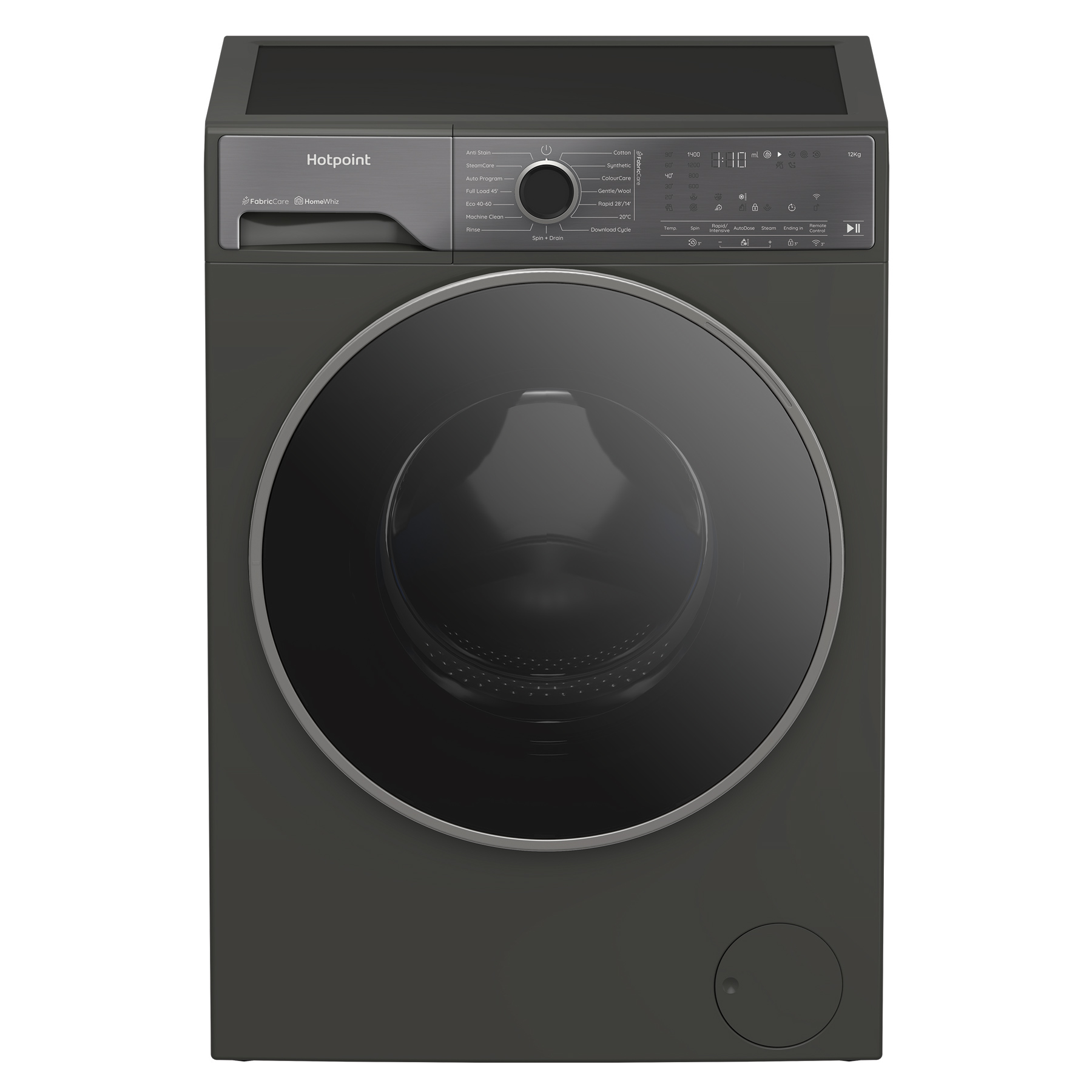Hotpoint HP124GACARE 12kg 1400 Spin Washing Machine in Manhattan Grey, photo 2