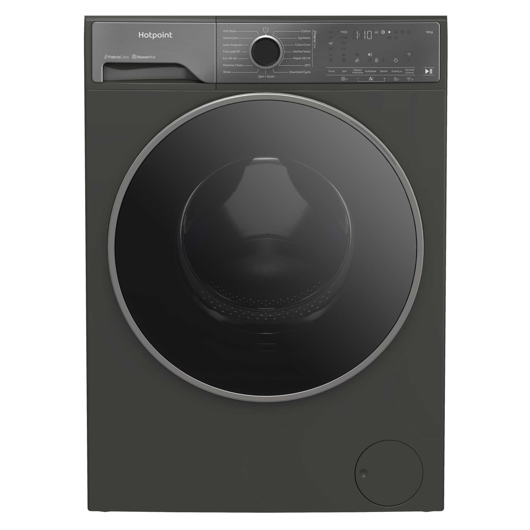 Hotpoint HP124GACARE 12kg 1400 Spin Washing Machine in Manhattan Grey