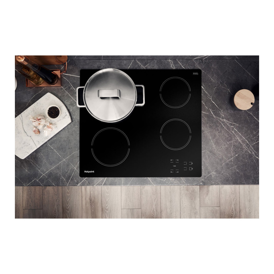 Hotpoint HR612CH 60cm 4 Zone Frameless Ceramic Hob Black Touch Control, photo 4