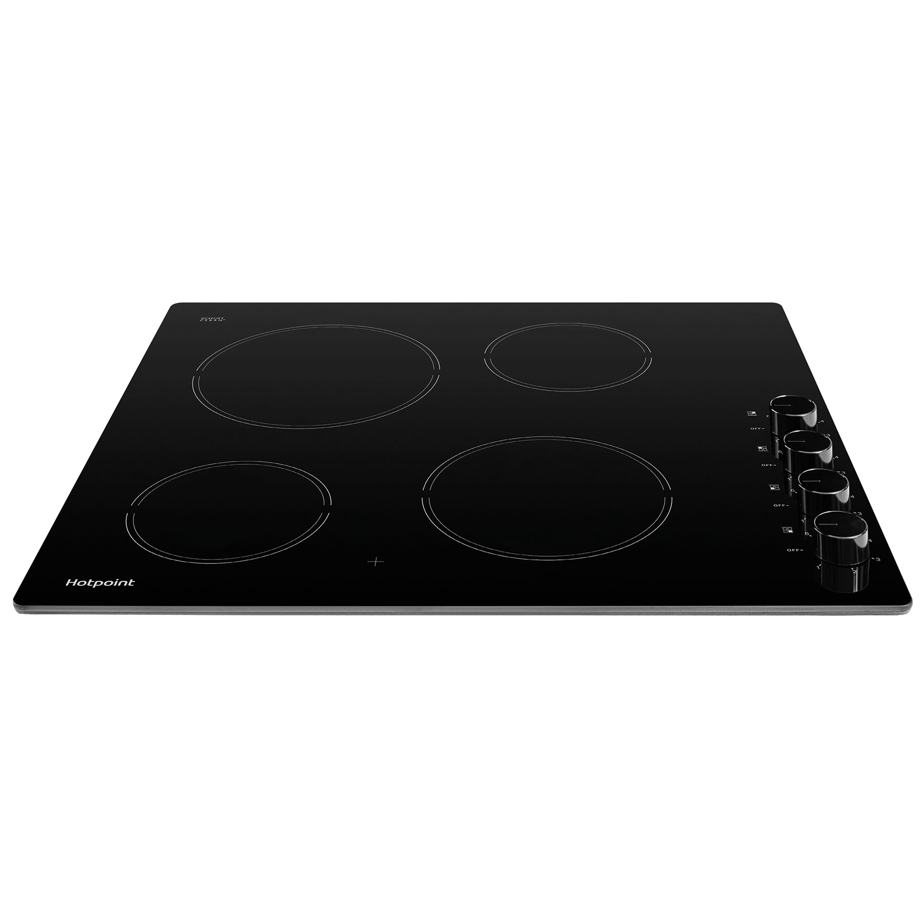 Hotpoint HR620RH 60cm 4 Zone Frameless Ceramic Hob Black Side Controls, photo 2