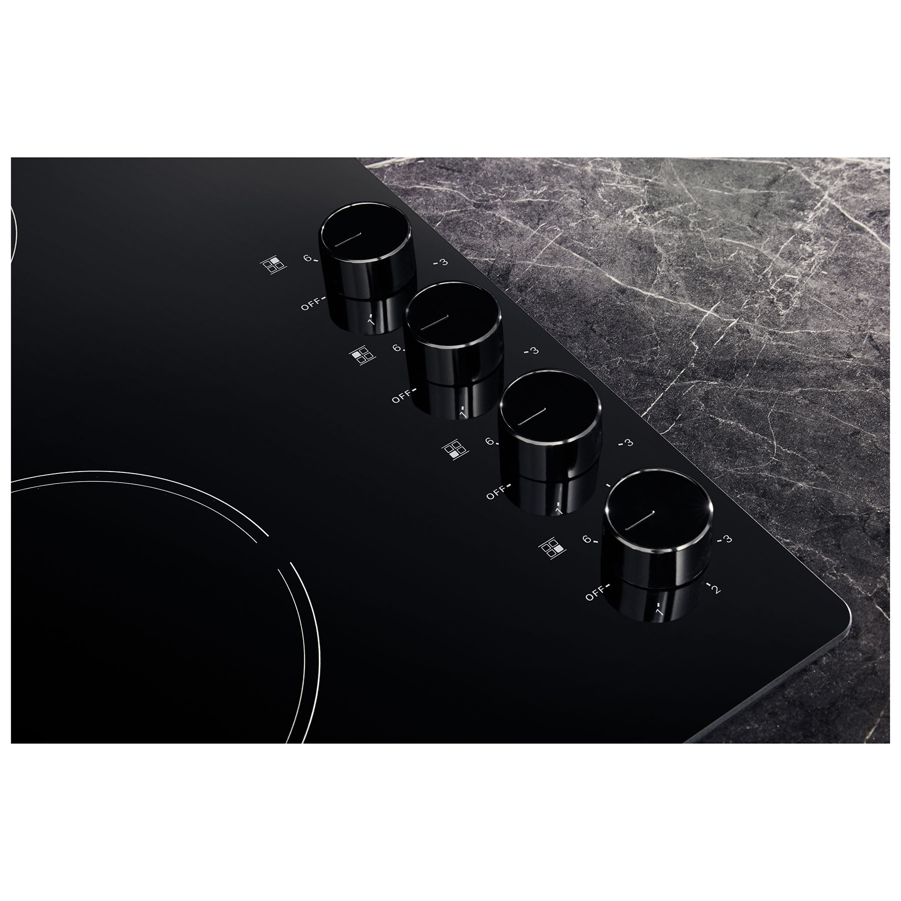 Hotpoint HR620RH 60cm 4 Zone Frameless Ceramic Hob Black Side Controls, photo 4