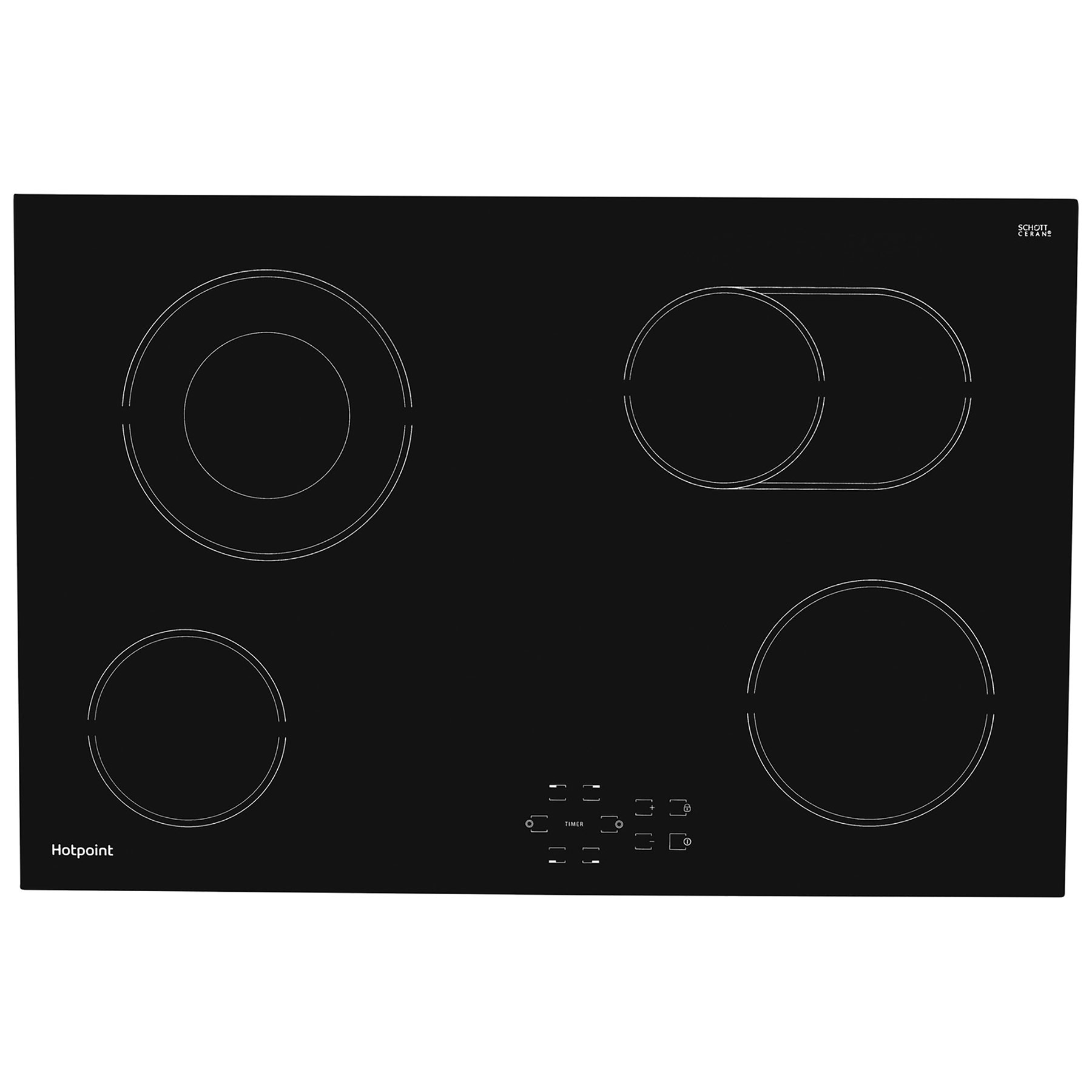 Hotpoint HR724BH EXPERIENCE 77cm 4 Zone Frameless Ceramic Hob in Black