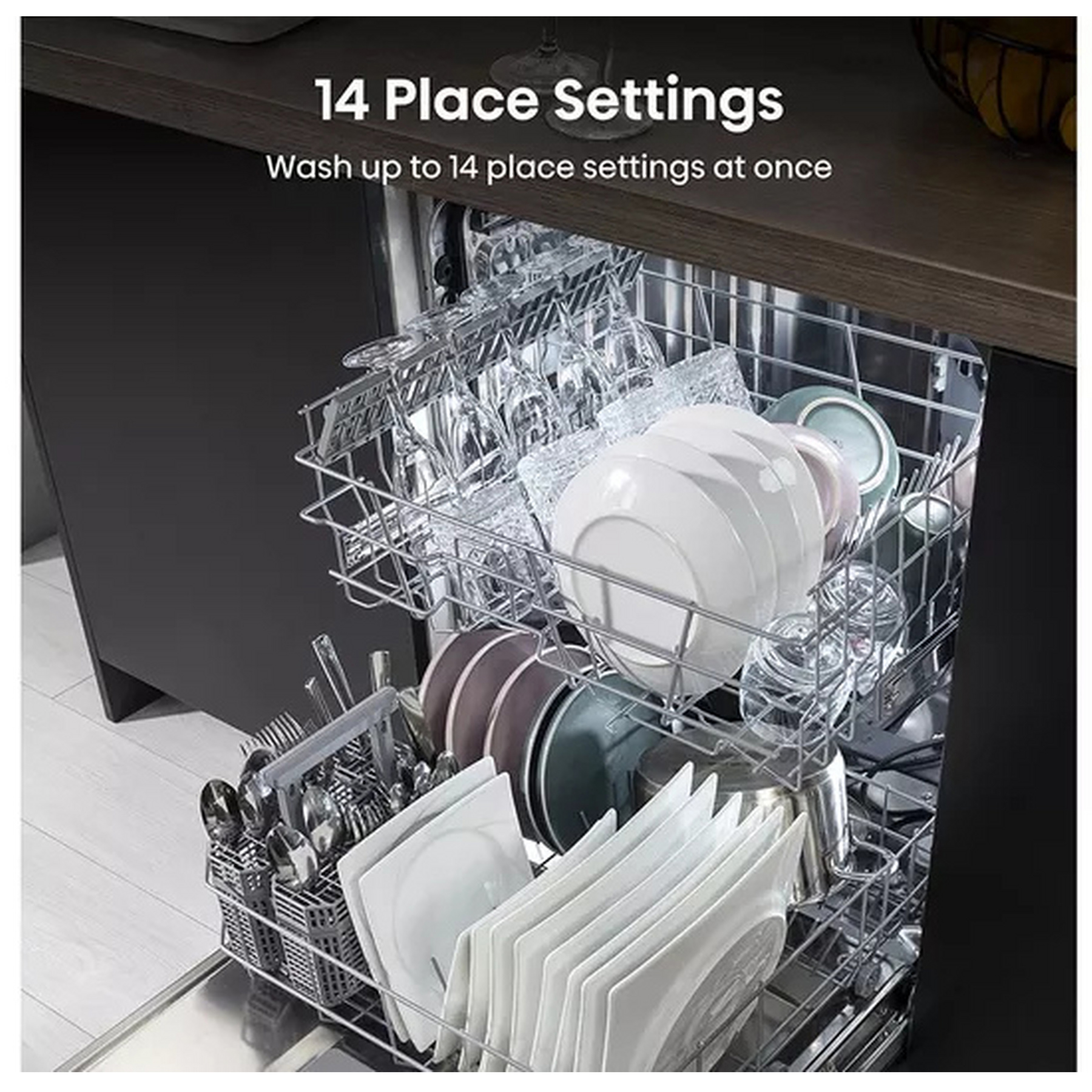 Hisense HS642D90XUK 60cm Dishwasher in Stainless Steel 14 Place Settin, photo 2