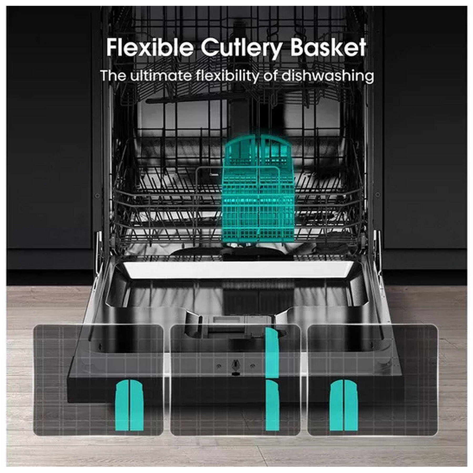 Hisense HS642D90XUK 60cm Dishwasher in Stainless Steel 14 Place Settin, photo 5