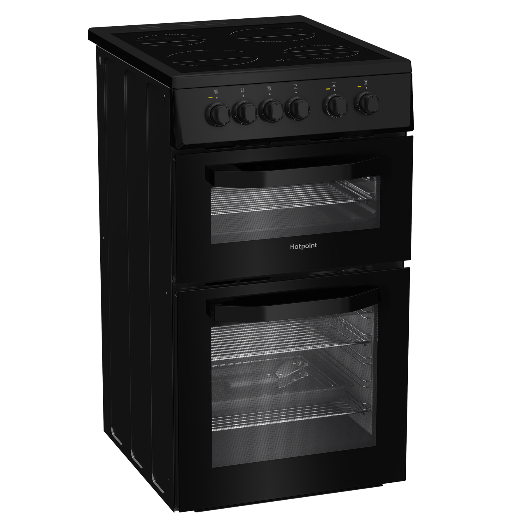 Hotpoint HTE5VCB 50cm Twin Cavity Electric Cooker in Black Ceramic Hob, photo 2