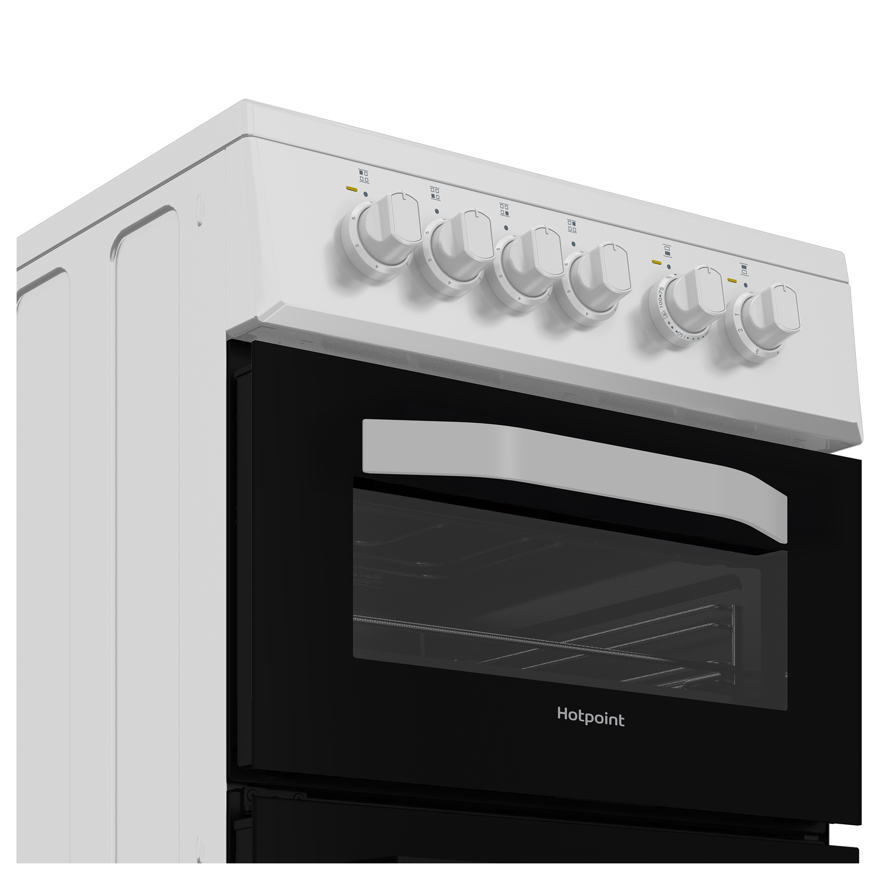 Hotpoint HTE5VCW 50cm Twin Cavity Electric Cooker in White Ceramic Hob, photo 4
