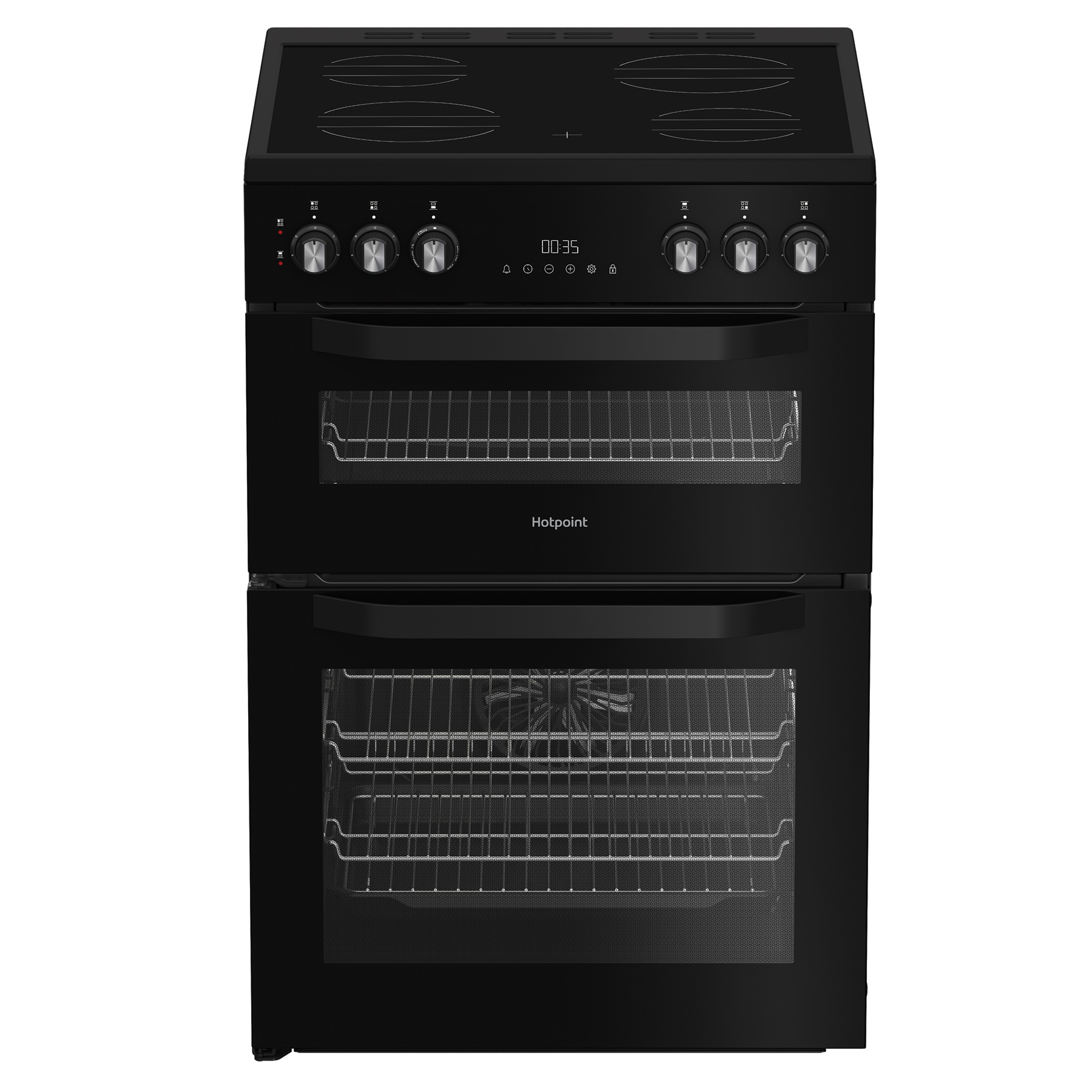 Hotpoint HTE6VDCB 60cm Twin Cavity Electric Cooker in Black Ceramic Ho