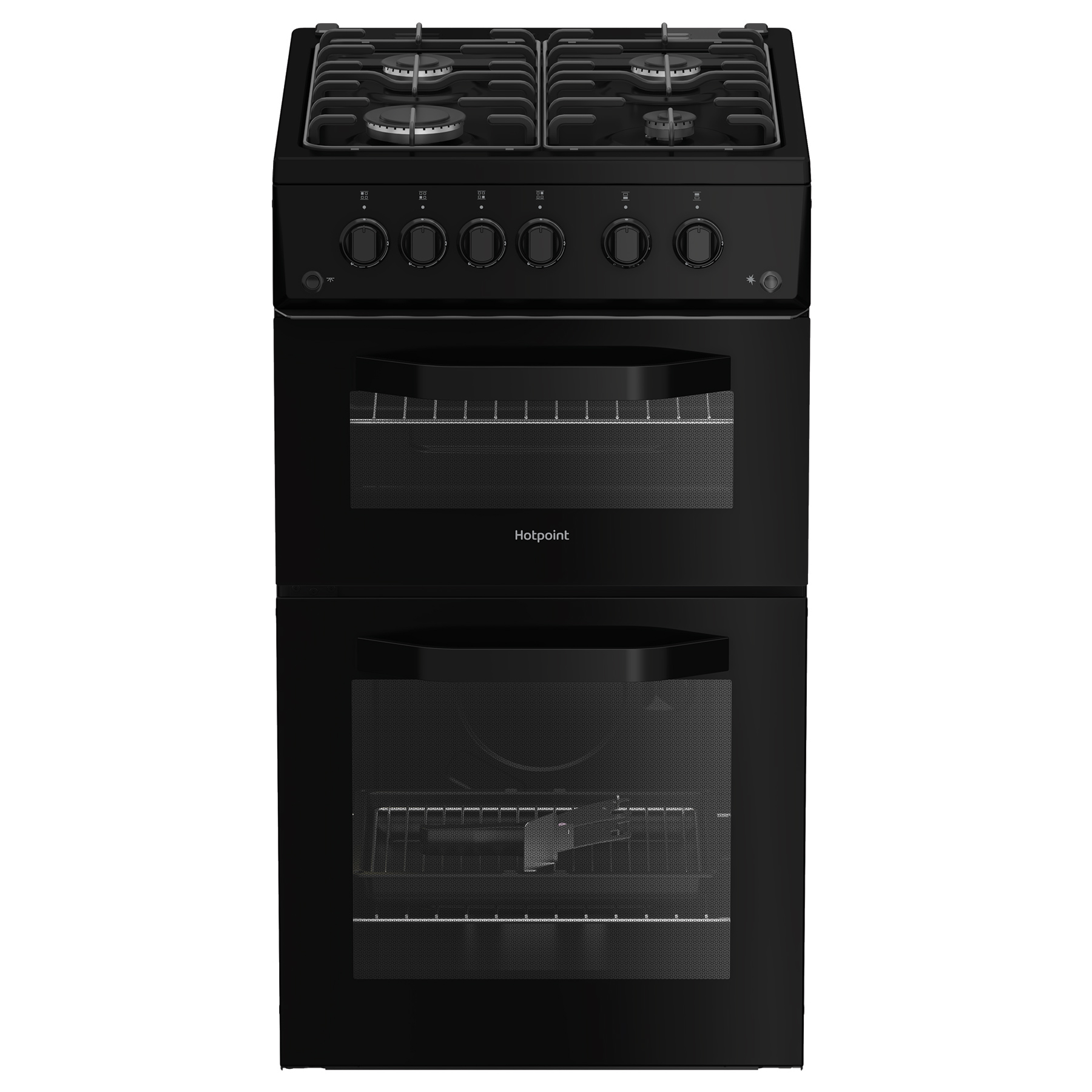 Hotpoint HTG5GCB 50cm Twin Cavity Gas Cooker in Black 59L