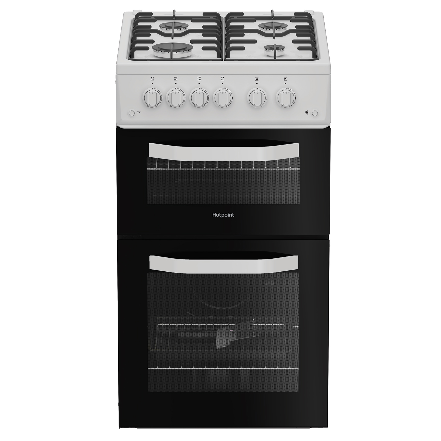 Hotpoint HTG5GCW 50cm Twin Cavity Gas Cooker in White 59L