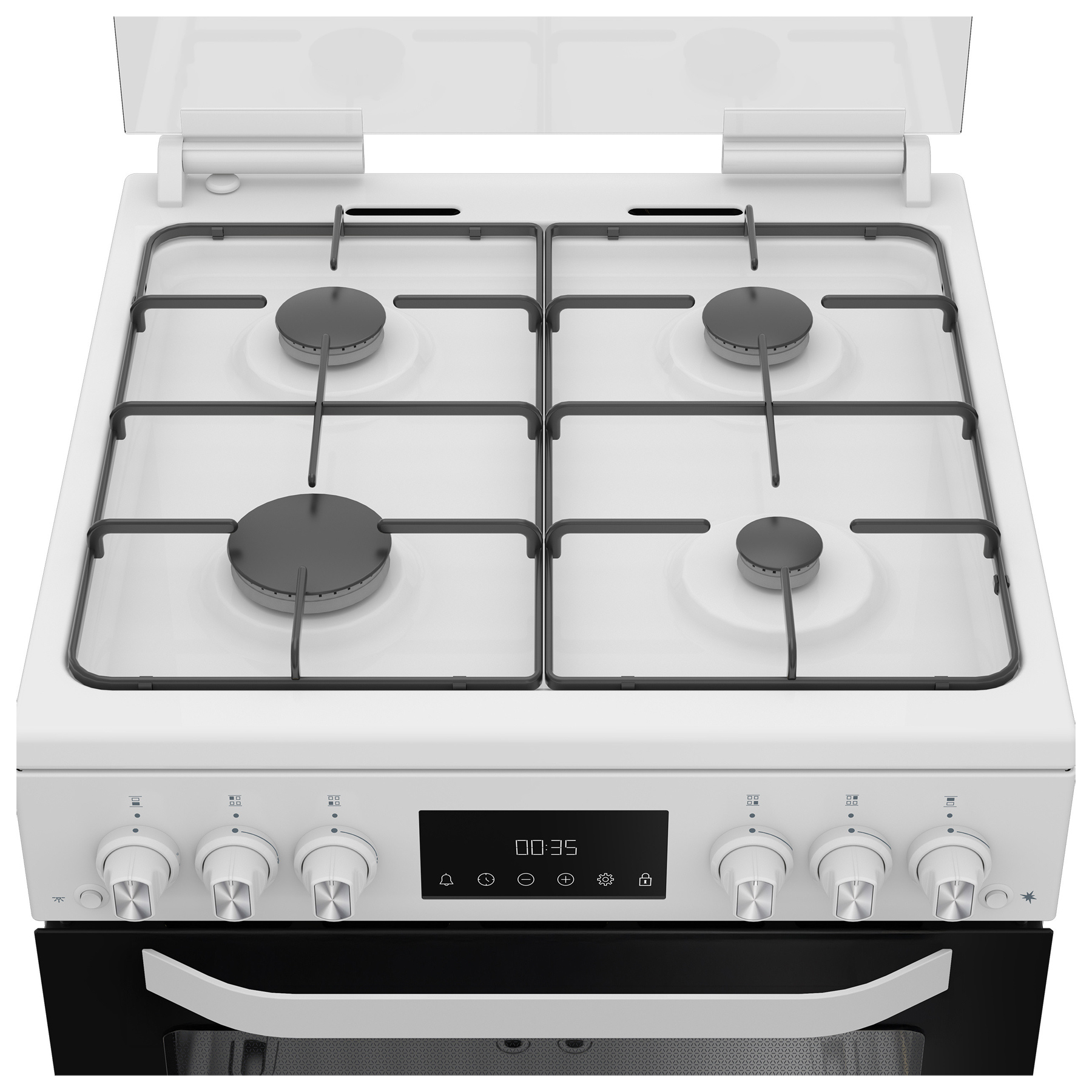 Hotpoint HTG6GDCW 60cm Twin Cavity Gas Cooker with Glass Lid in White, photo 3