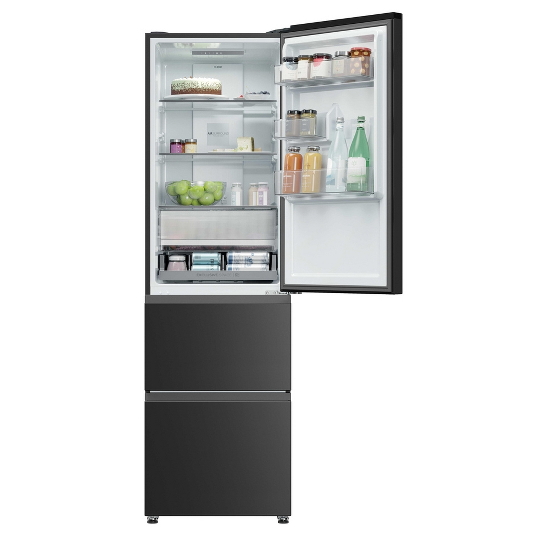 Haier HTR3518ENMTK 185cm High 60 40 Frost Free Fridge Freezer in Black, photo 2