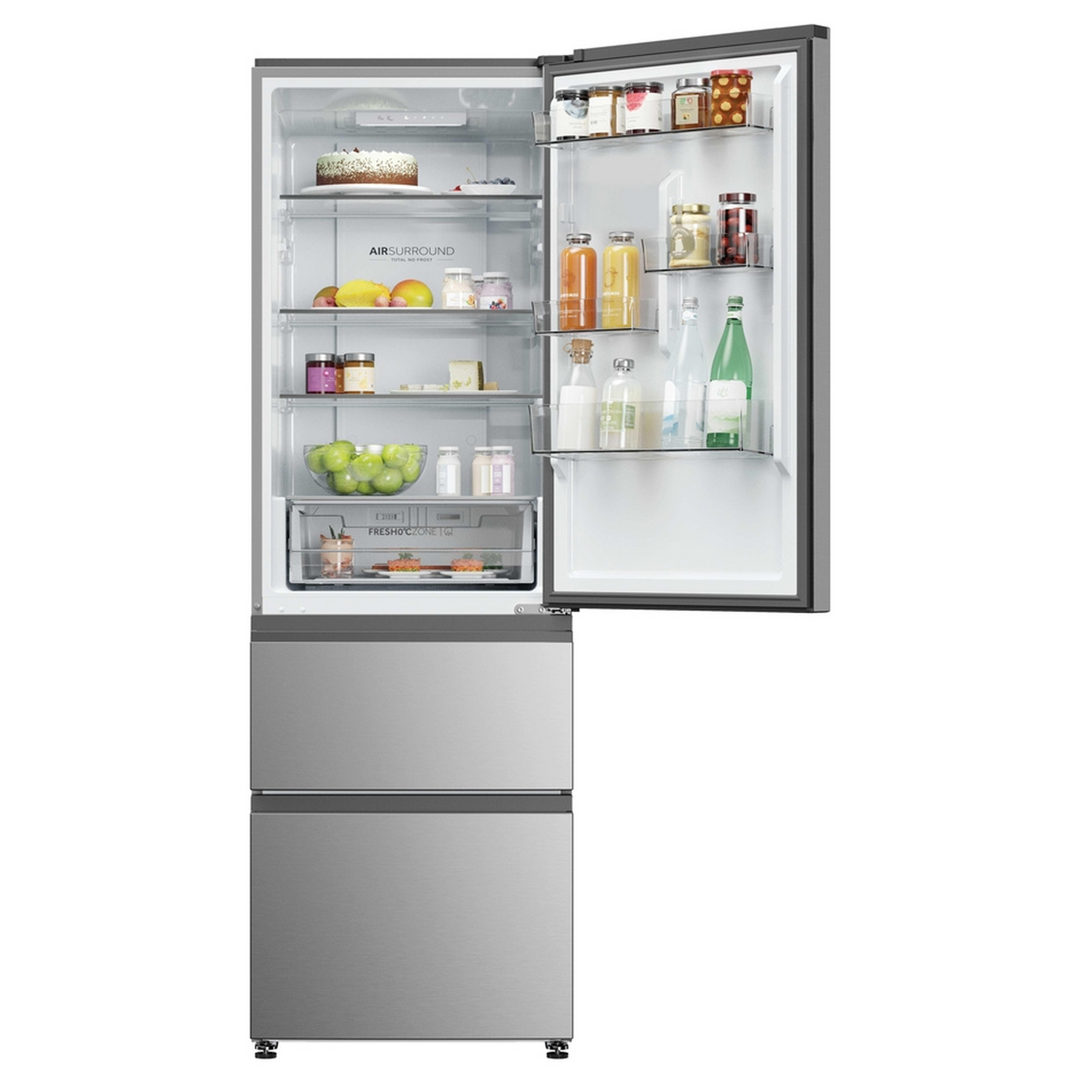 Haier HTR3618DNMG 60/40 Freestanding Total No Frost Fridge Freezer Silver, photo 2