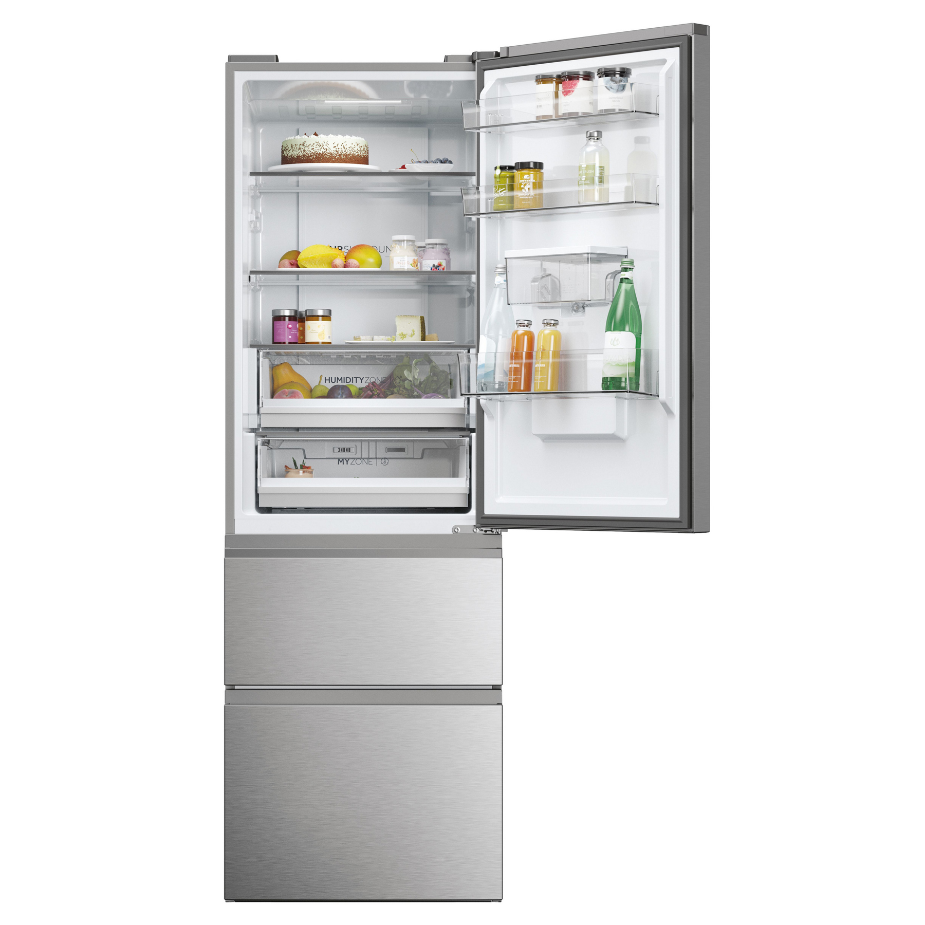 Haier HTW5618EWMG 185cm High 60 40 Frost Free Fridge Freezer in Silver, photo 2