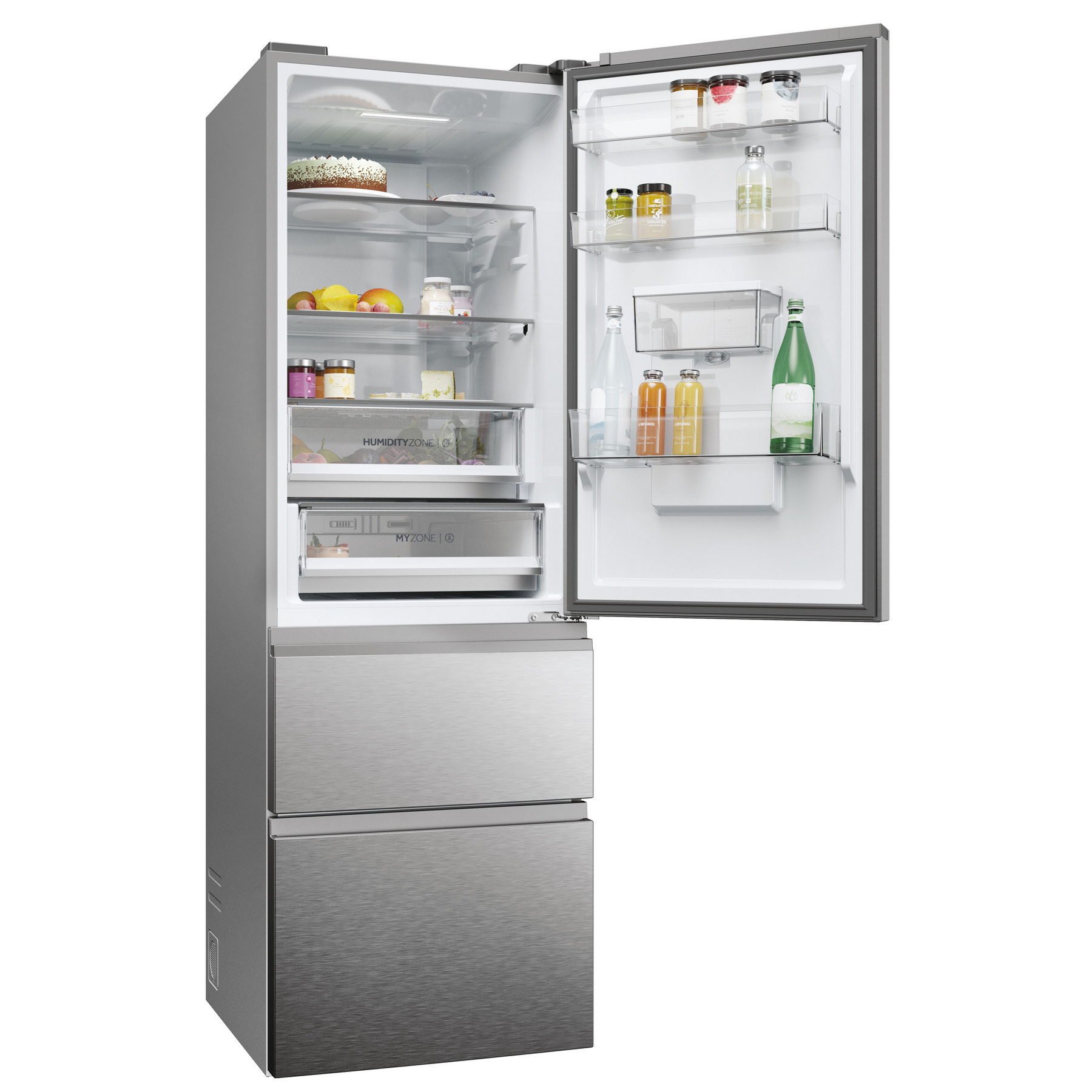 Haier HTW5618EWMG 185cm High 60 40 Frost Free Fridge Freezer in Silver, photo 4