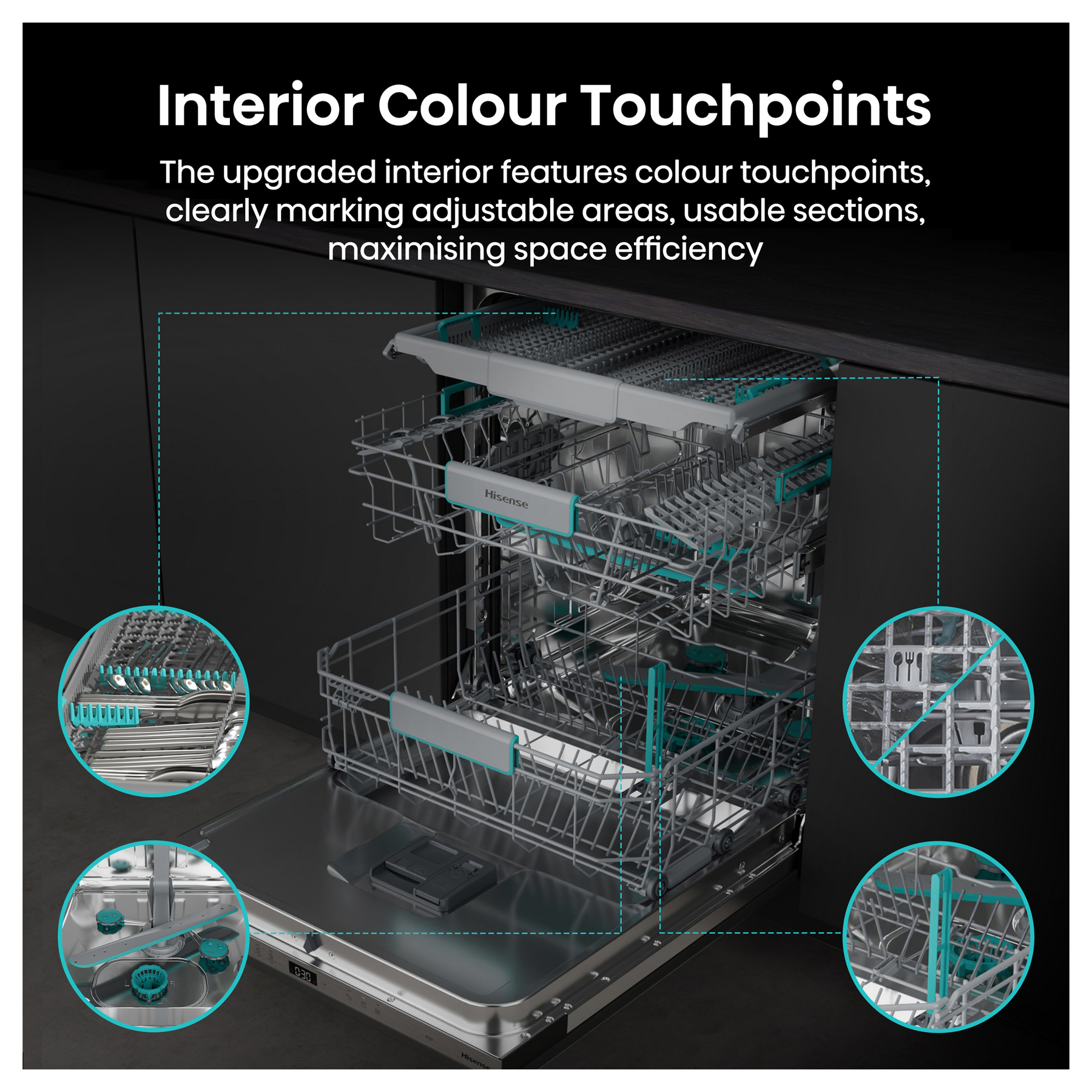 Hisense HV16AUK 60cm Fully Integrated Dishwasher 16 Place A Rated with, photo 5