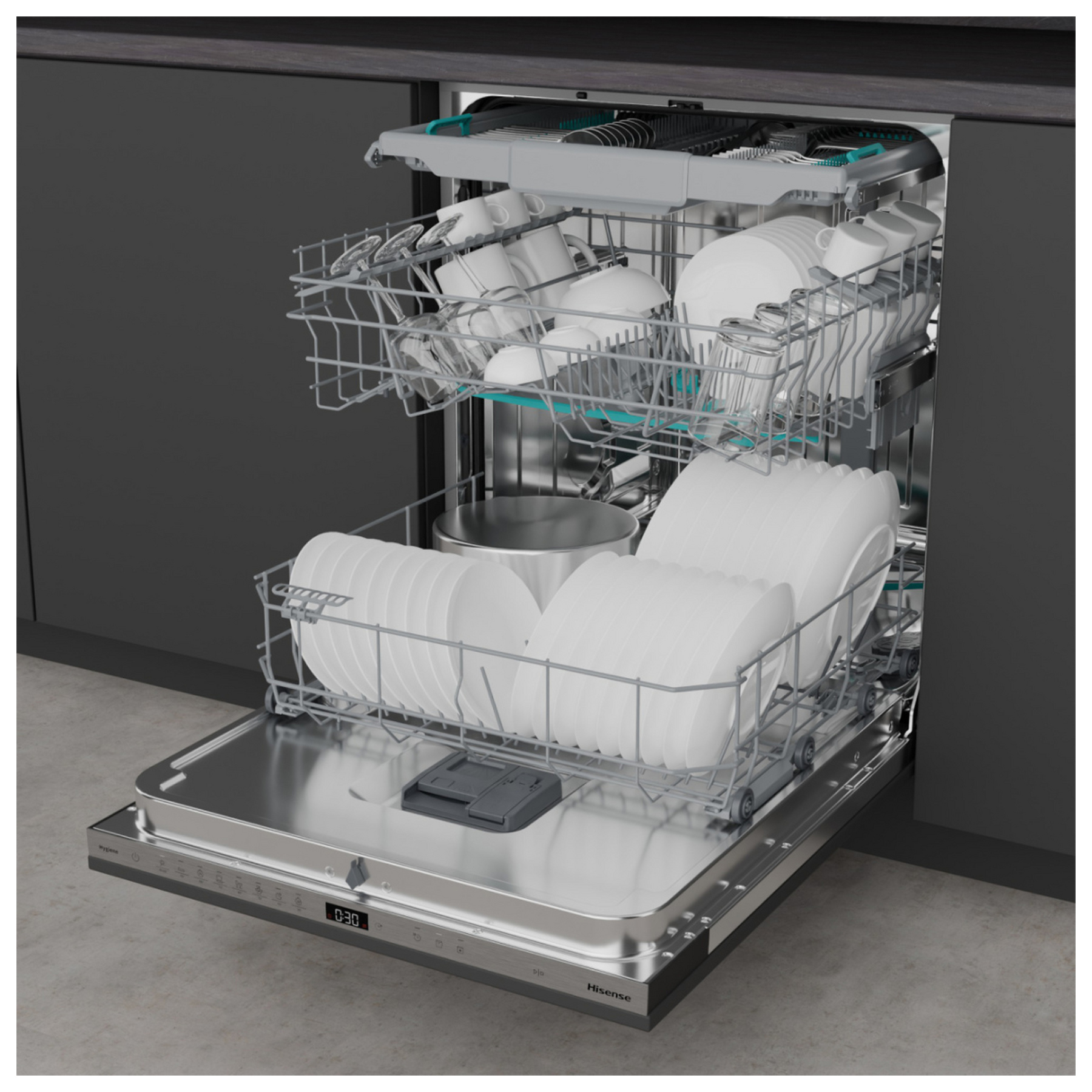Hisense HV663A60UK 60cm Fully Integrated Dishwasher 16 Place A Rated w, photo 3