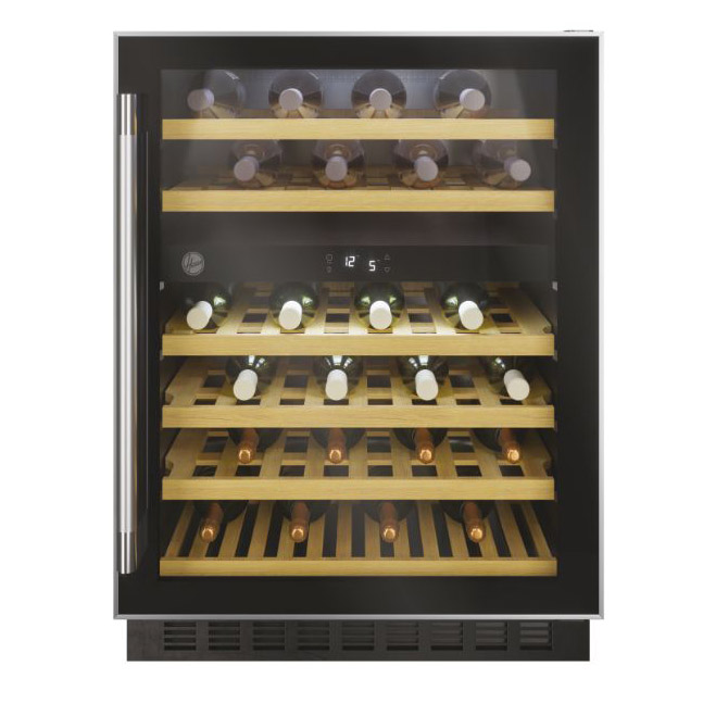 Image of Hoover HWCB60UKN 60cm Integrated Dual Zone Wine Cooler Black 46 Bottle