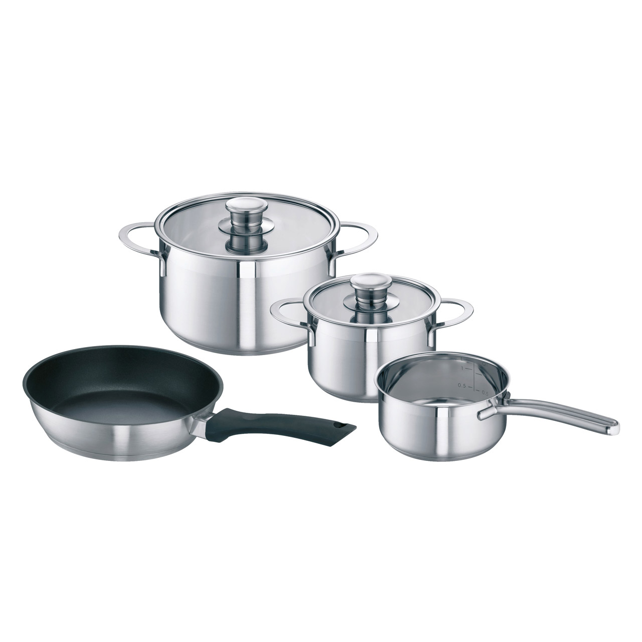 Image of Siemens HZ390042 4 Piece Induction Pot Pan Set in Stainless Steel