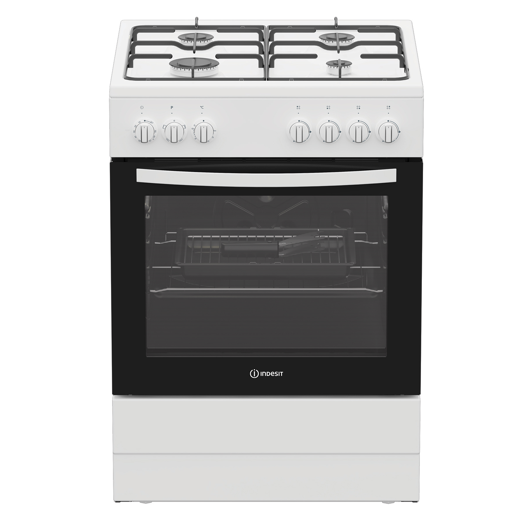 Indesit I6G3PMWUK 60cm Single Oven Dual Fuel Cooker in White 4 Gas Bur