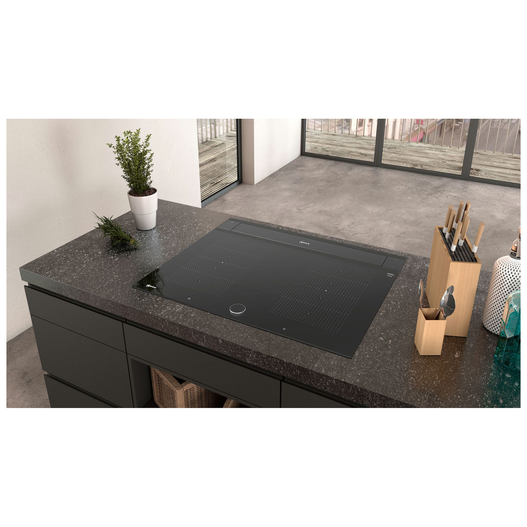 Neff I88WMM1S7B N90 80cm DownDraft Cooker Hood in Black Clear Glass, photo 2