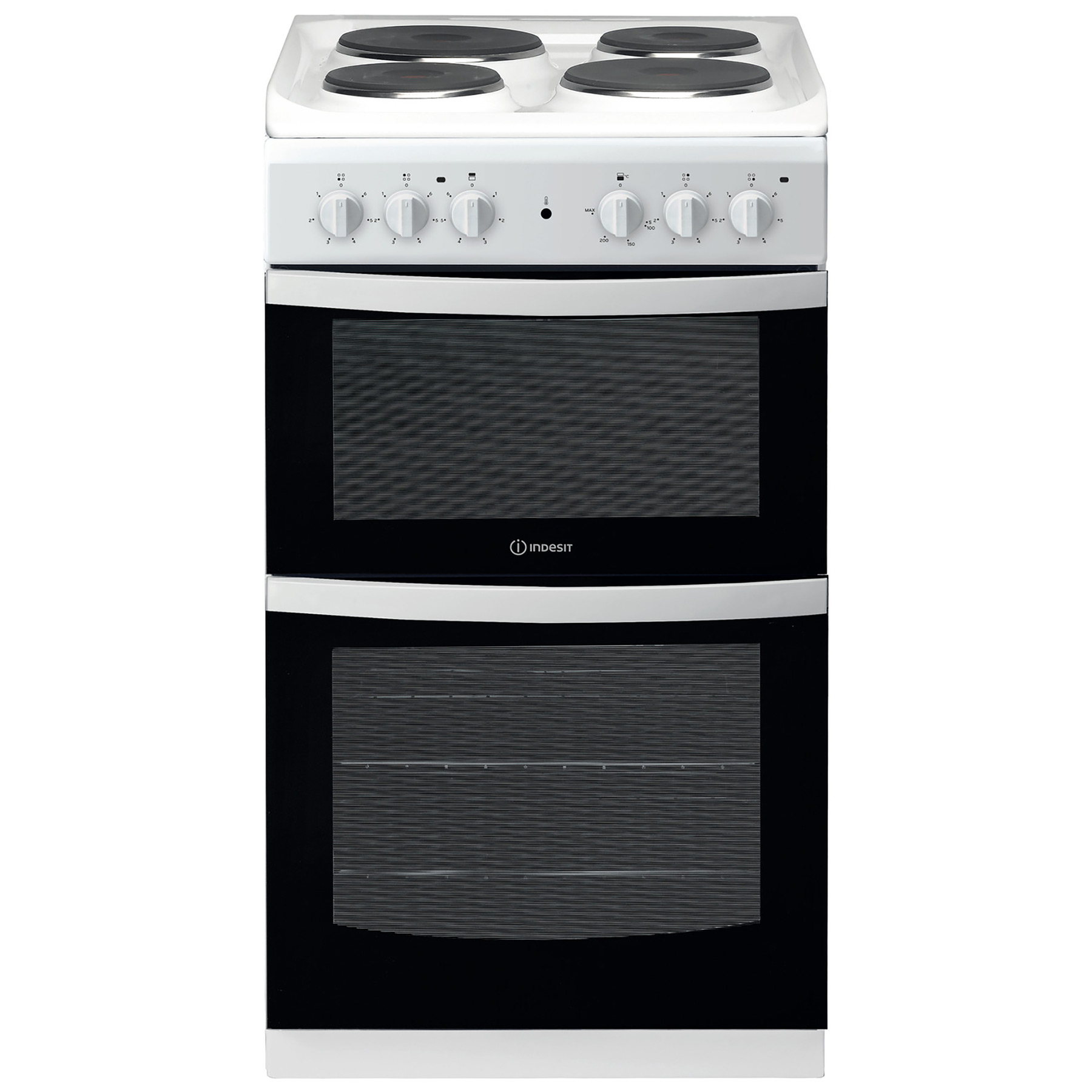 Image of Indesit ID5E92KMW 50cm Twin Cavity Electric Cooker in White Solid Plat